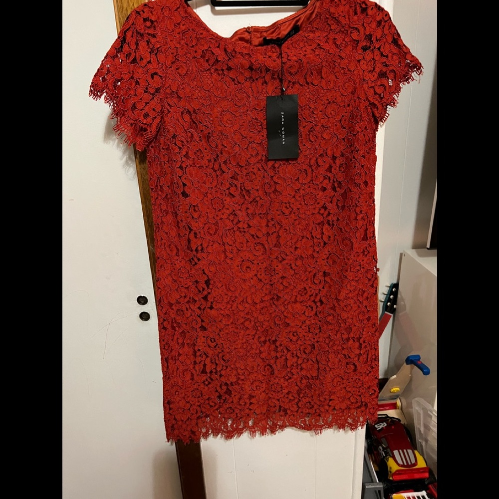 Zara red lace dress